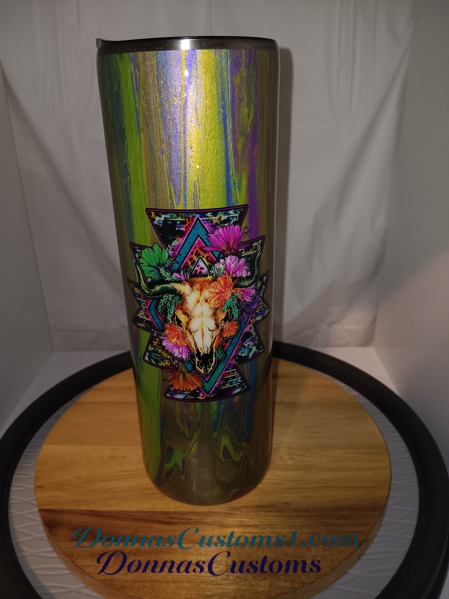 30 oz skinny with floral skull